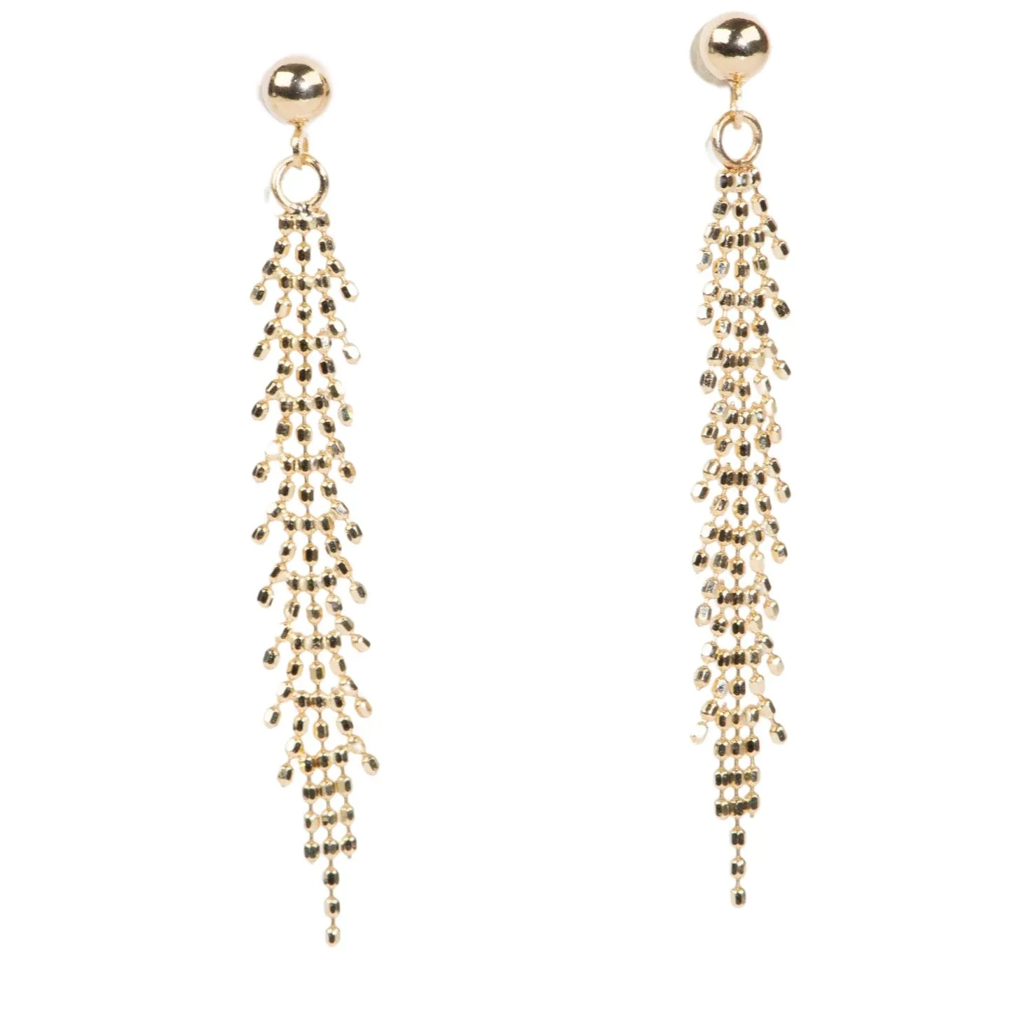 18K Gold Dainty Fringe Earrings R3245