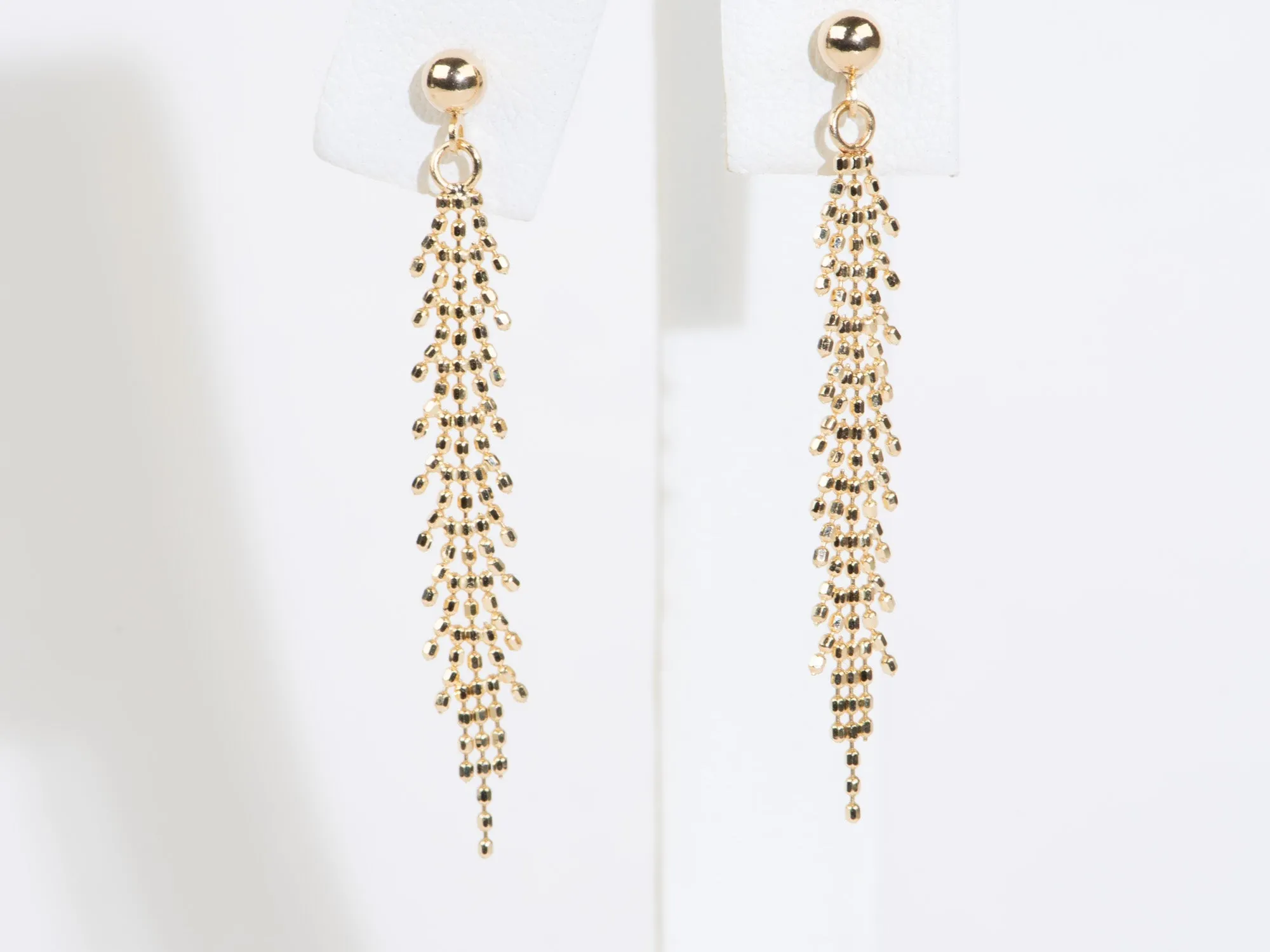 18K Gold Dainty Fringe Earrings R3245