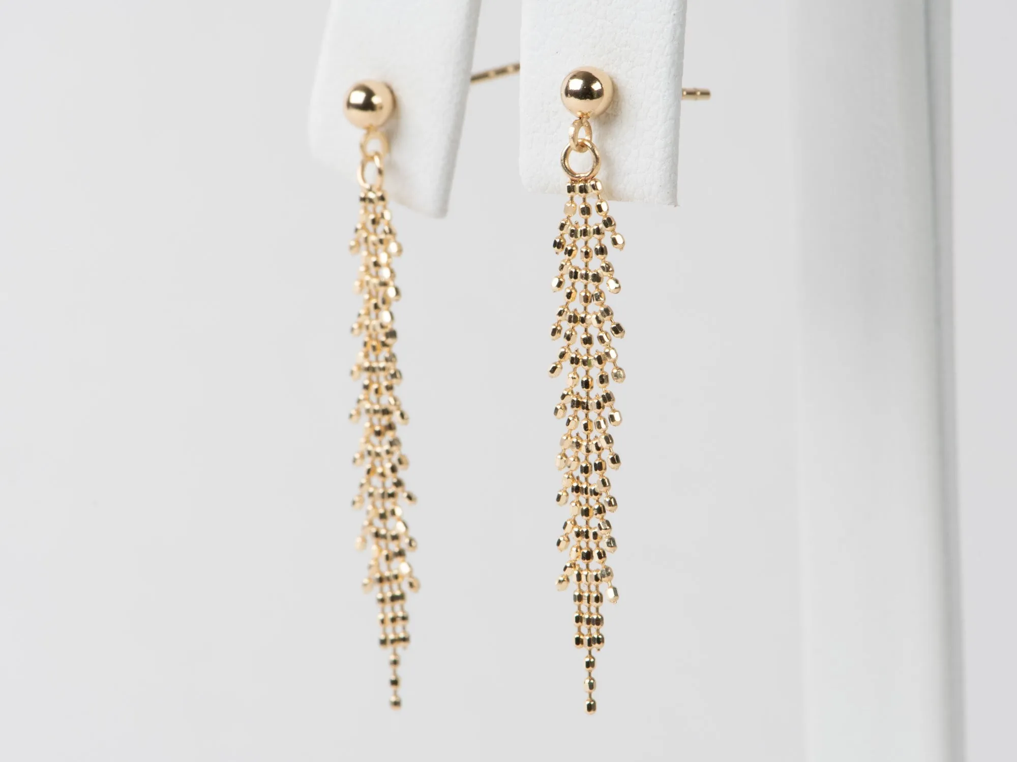 18K Gold Dainty Fringe Earrings R3245