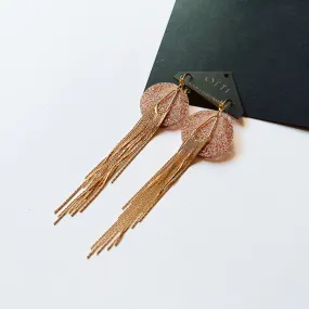 18K Gold Glamour Fringe earring: CHAMPAGNE PINK glitter