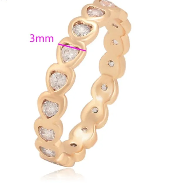 18k Gold Plated Heart Ring Band