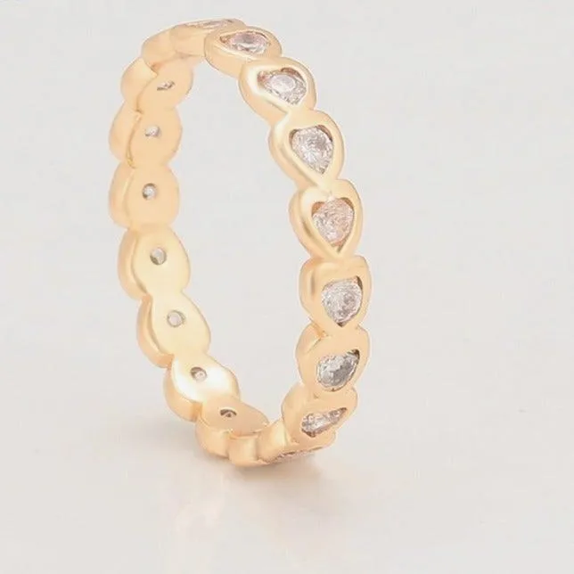 18k Gold Plated Heart Ring Band