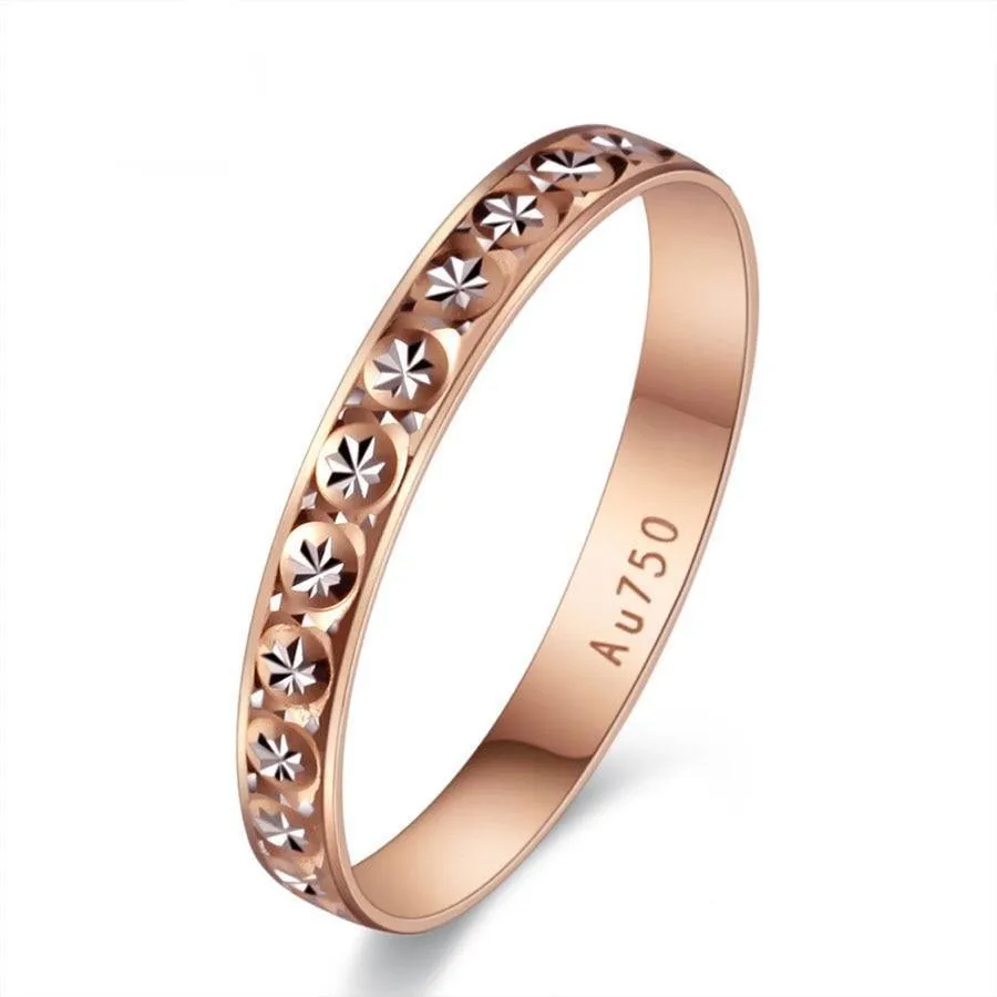 18K Pure 750 Solid Rose Gold Band Ring