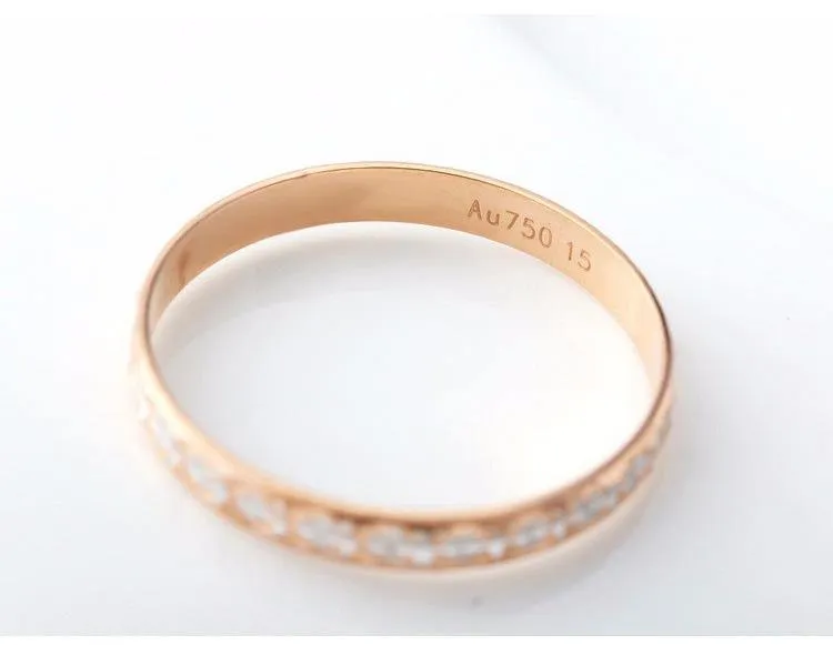 18K Pure 750 Solid Rose Gold Band Ring