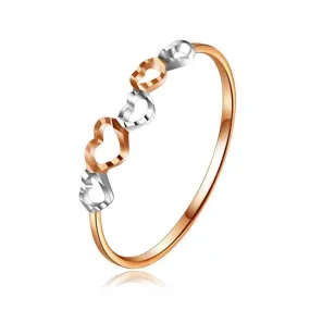 18K Pure Solid Gold Hearts Ring