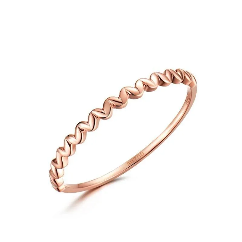 18K Pure Solid Rose Gold Ring