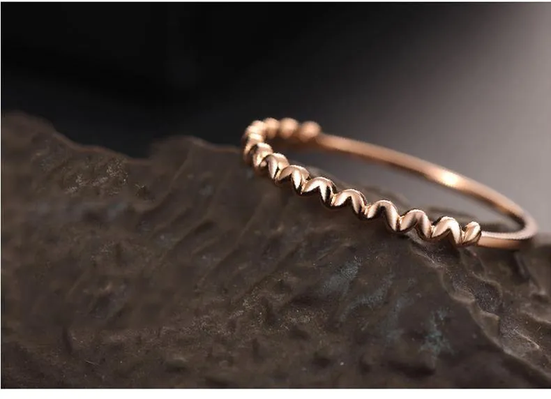 18K Pure Solid Rose Gold Ring