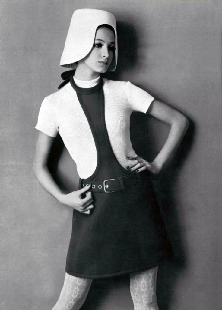 1967 Pierre Cardin Purple Leather Apron Dress