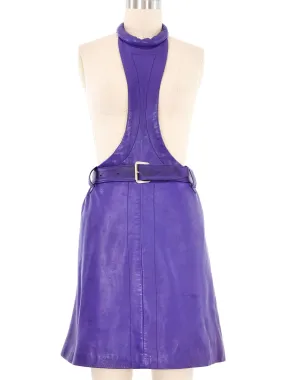 1967 Pierre Cardin Purple Leather Apron Dress