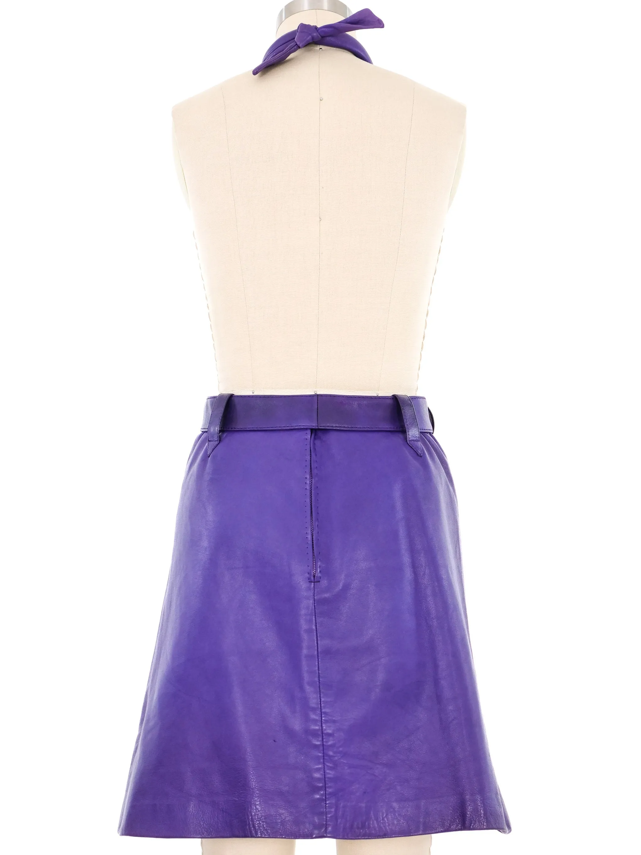 1967 Pierre Cardin Purple Leather Apron Dress