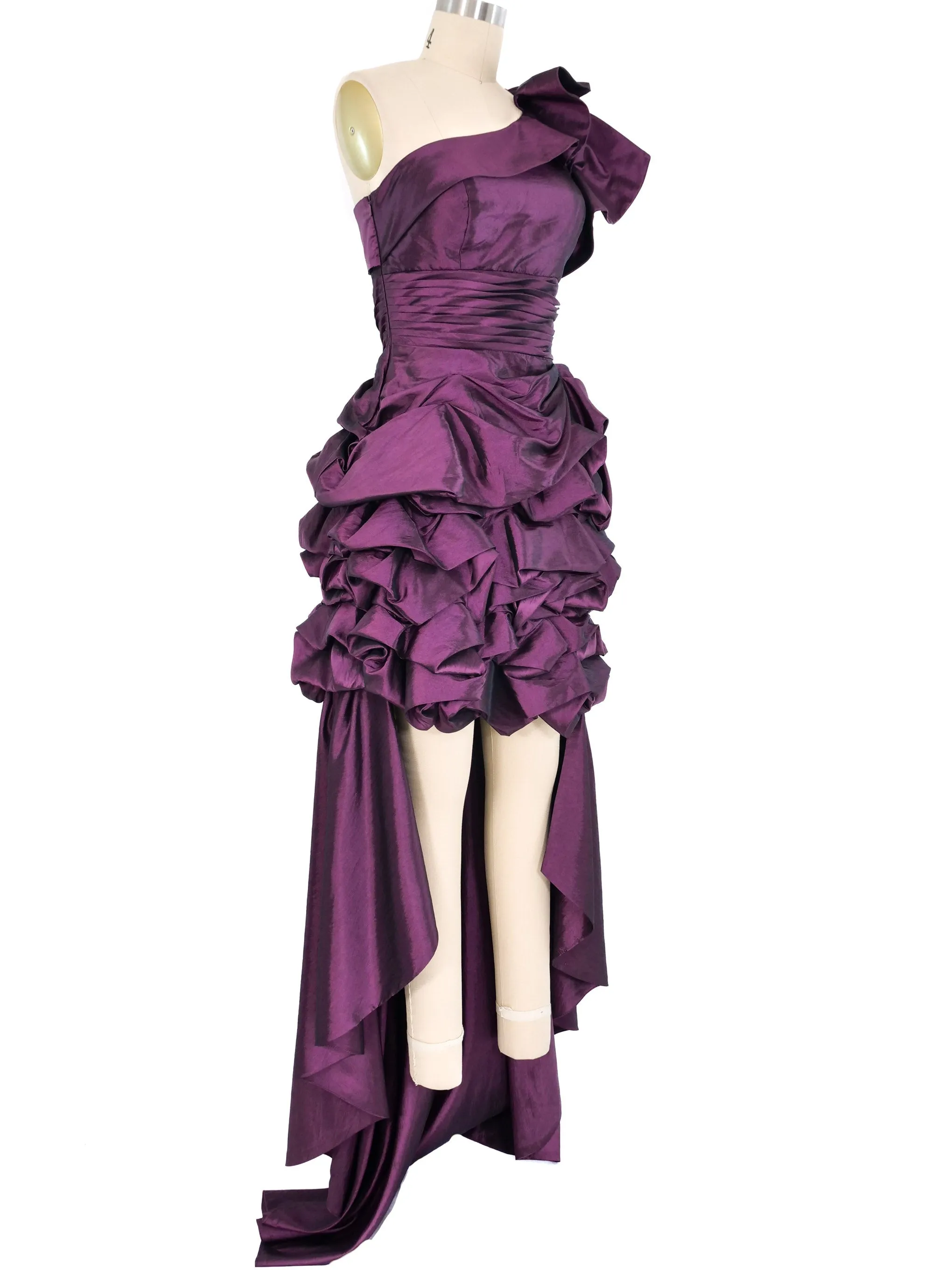 1980s Pierre Cardin Eggplant Convertible One Shoulder Gown