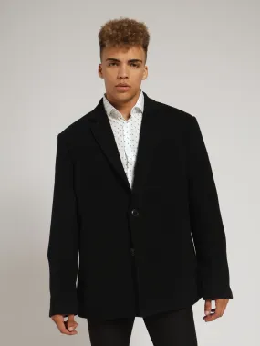 2 Button Melton Coat - Black