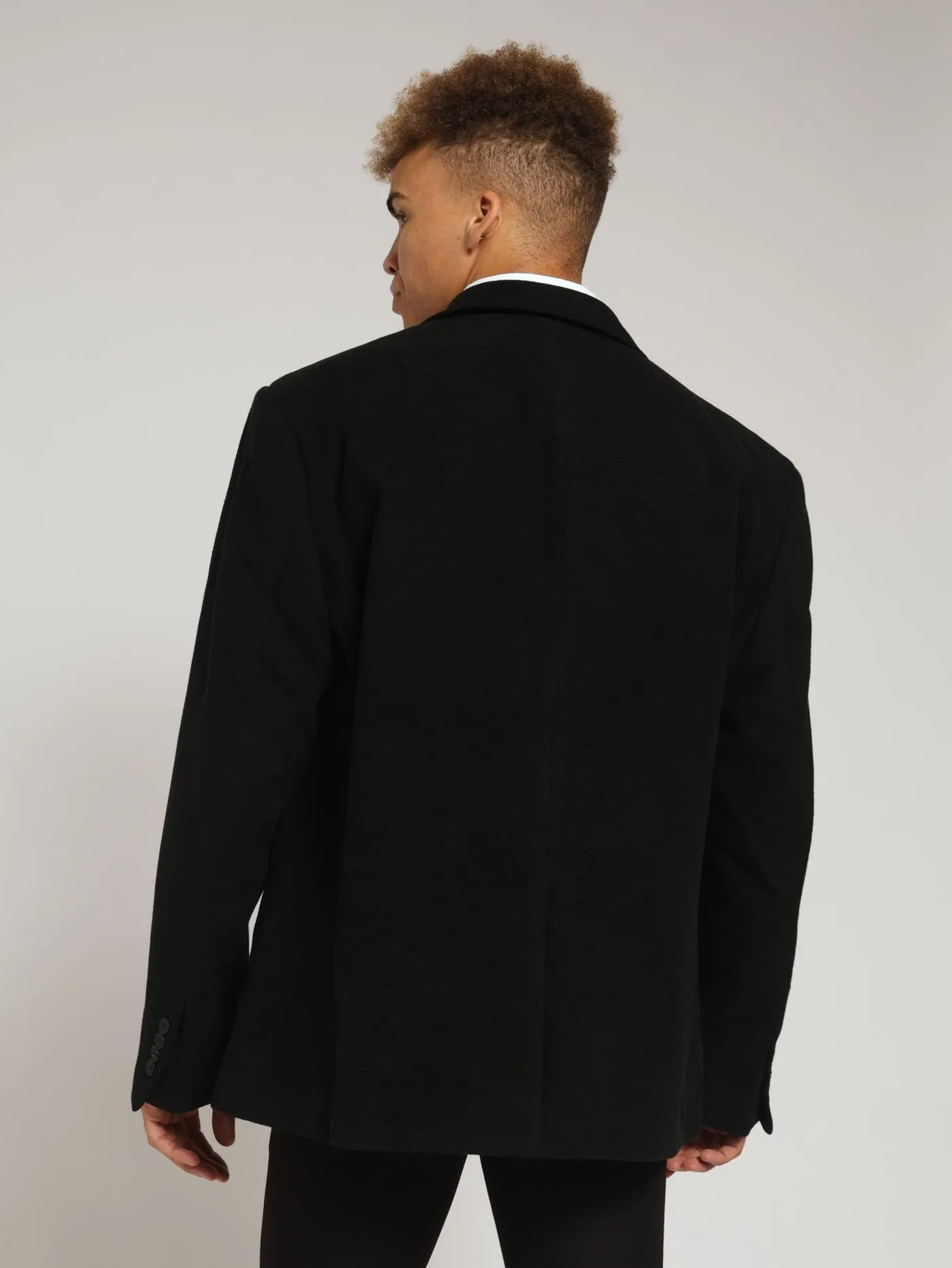 2 Button Melton Coat - Black