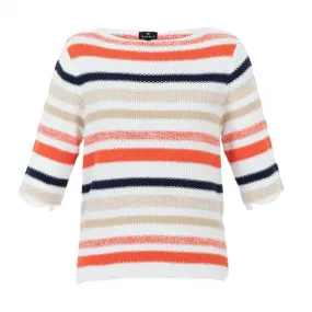 6558- Marble Striped Knit- Orange/Navy