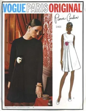 70s PIERRE CARDIN Lovely Day or Evening Dress Pattern Vogue Paris Original 2405 High Waist Unique Side Attached Loop Steamers St