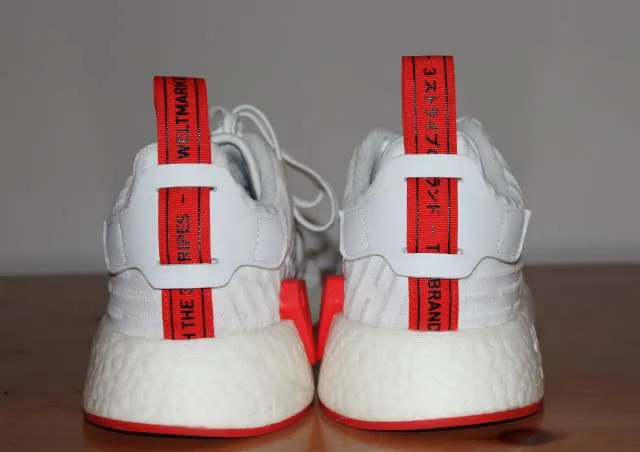 Adidas NMD R2 White/Red PrimeKnit 9/10 Condition Size 10