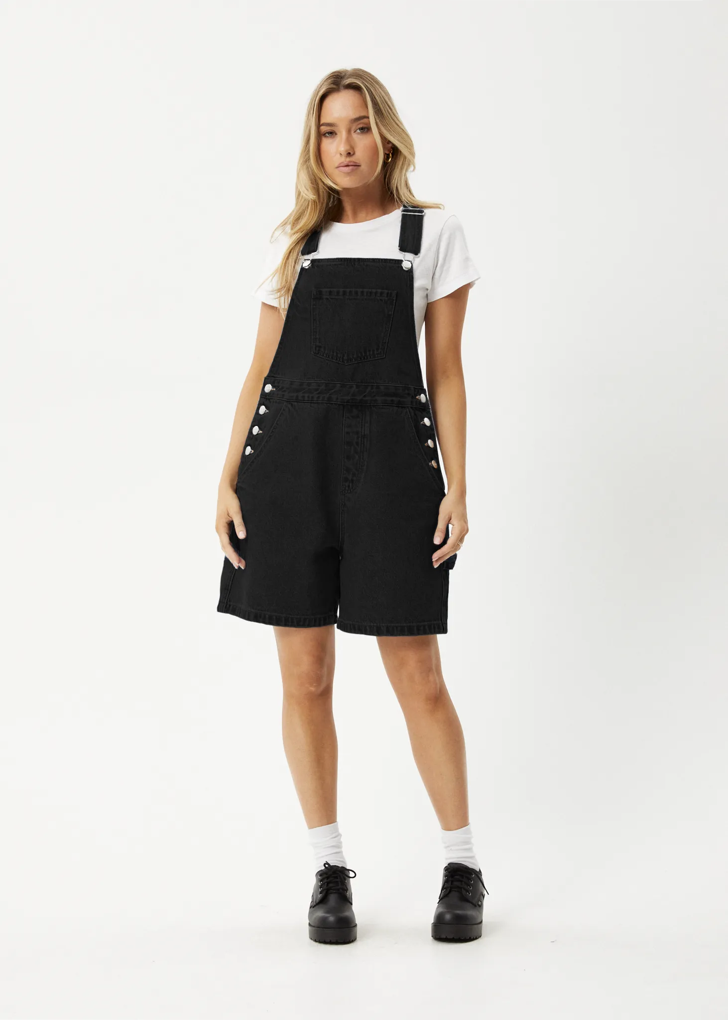 AFENDS Womens Lil Louis - Denim Overall - Washed Black