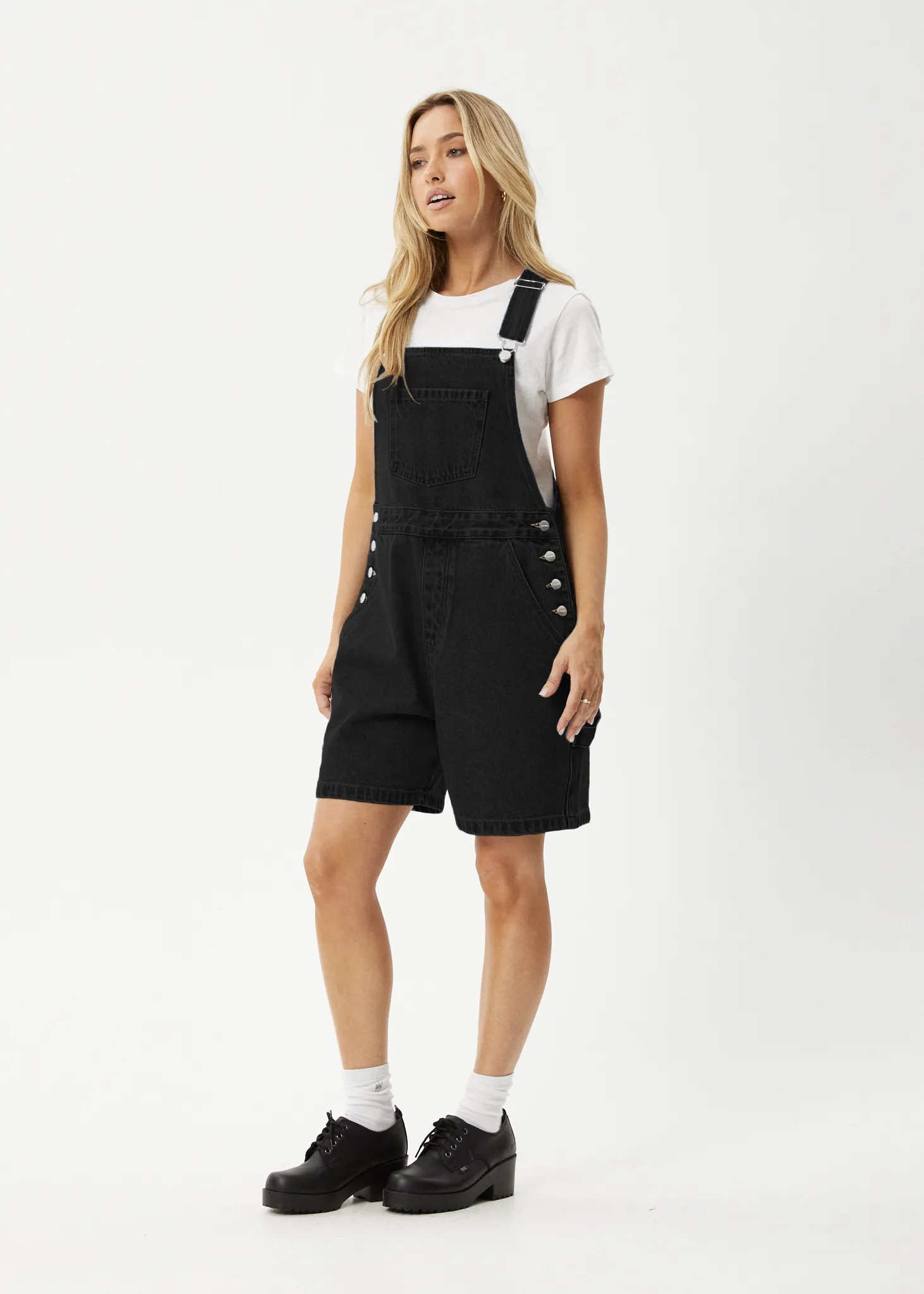 AFENDS Womens Lil Louis - Denim Overall - Washed Black