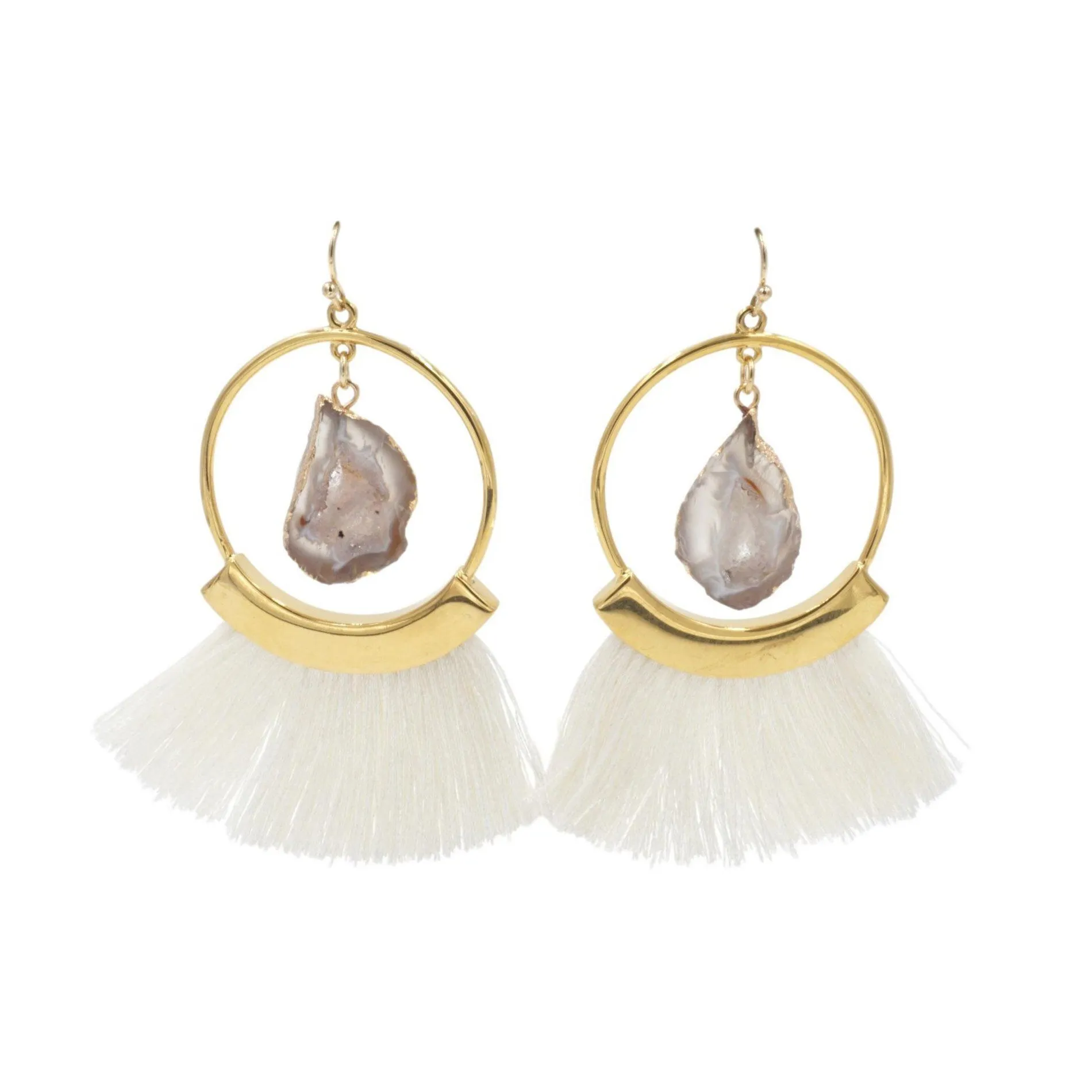 Agate Collection - Ashen Fringe Earrings