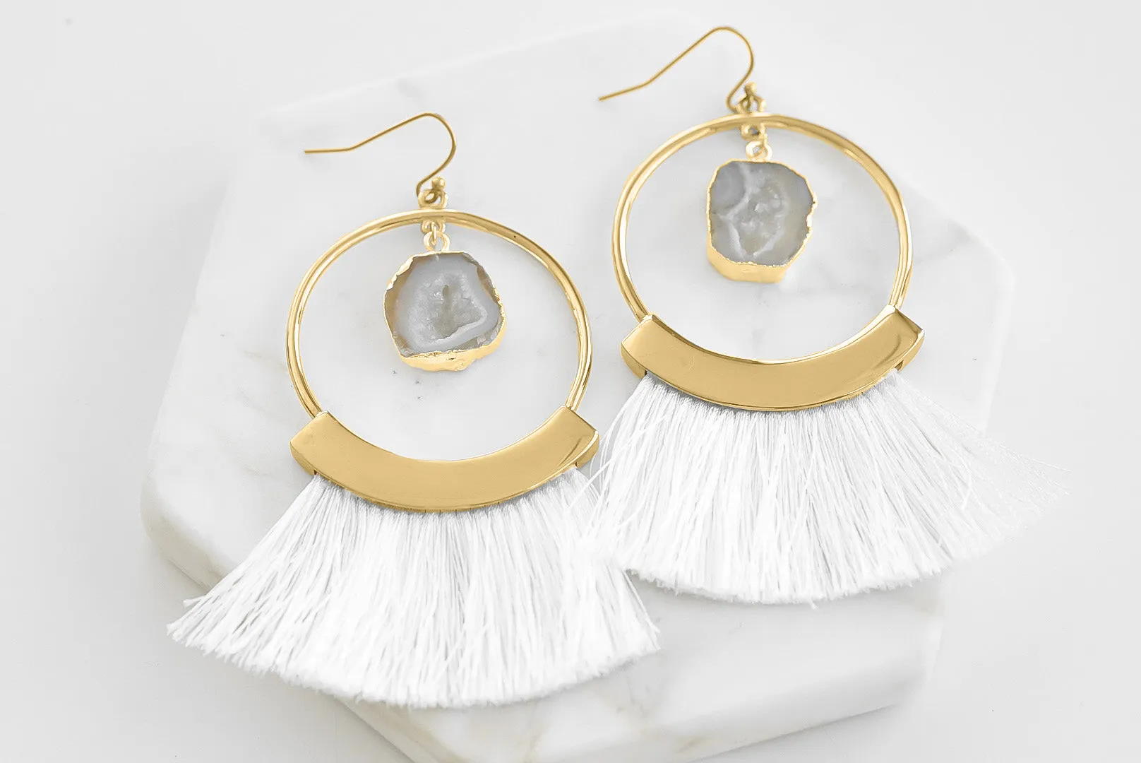 Agate Collection - Ashen Fringe Earrings