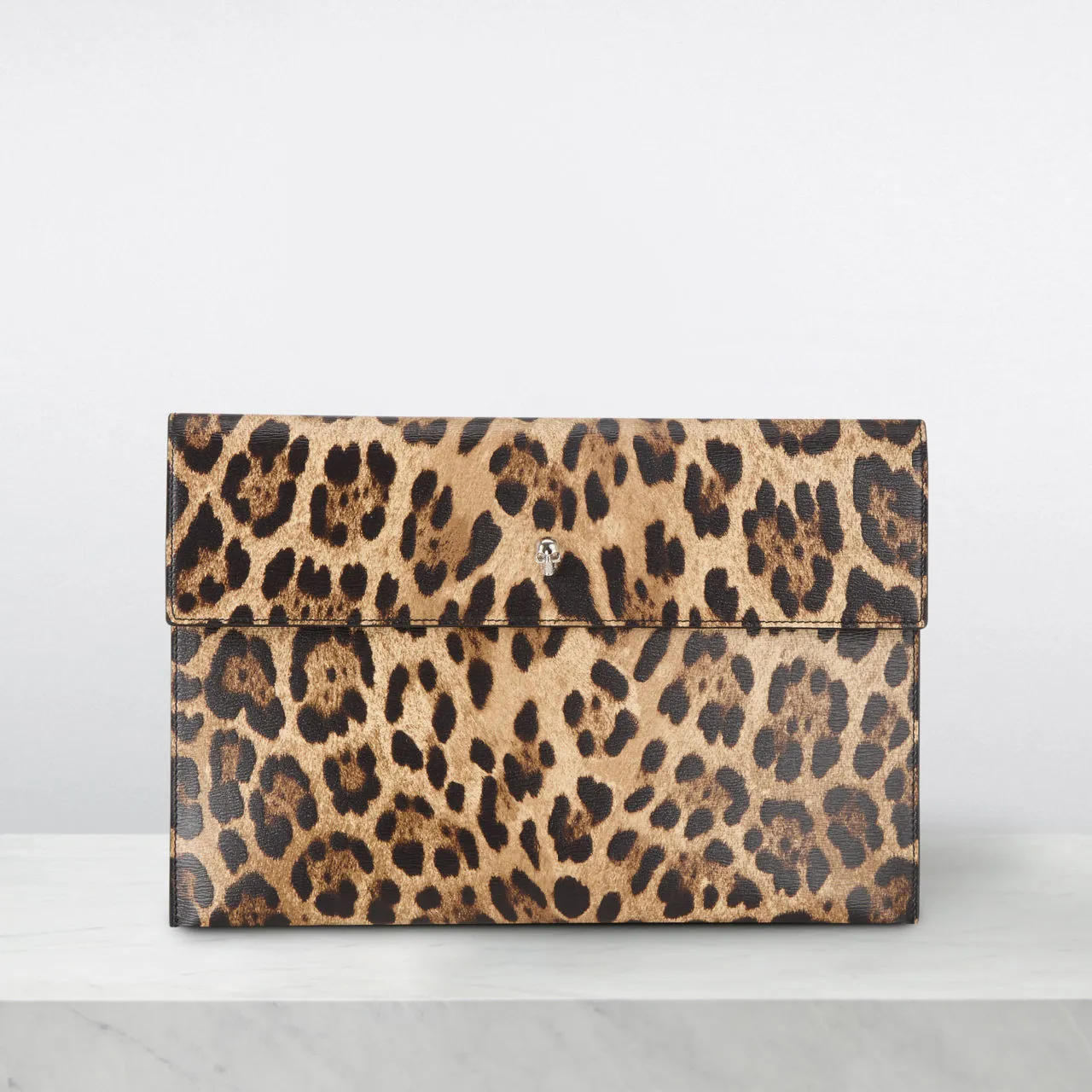 ALEXANDER MCQUEEN Skull Leopard Envelope Clutch - Leopard