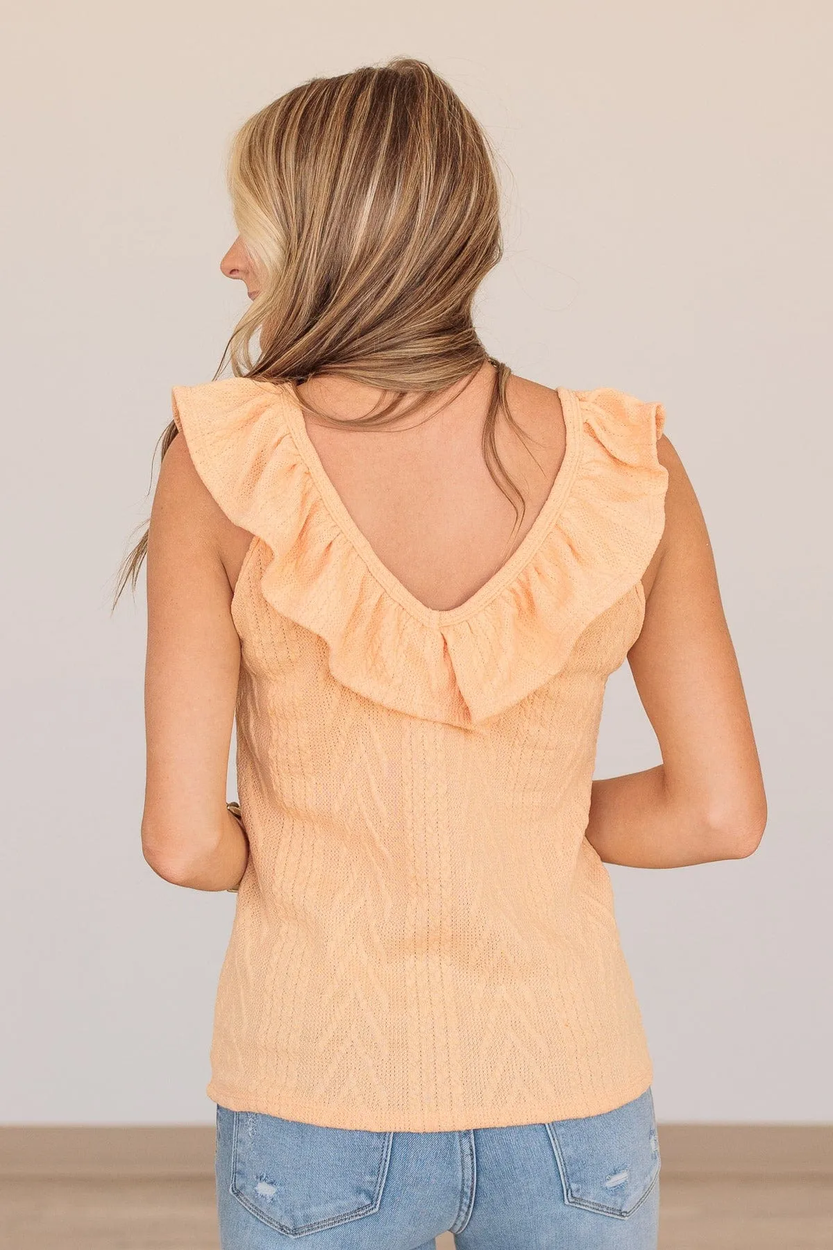 Always One Step Ahead Knit Tank- Cantaloupe