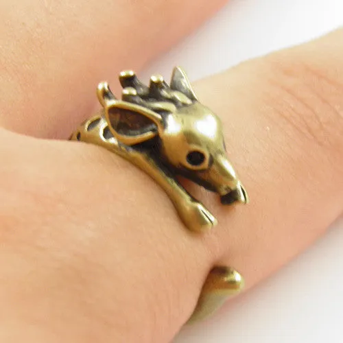 Animal Wrap Ring - Deer - Yellow Bronze - Adjustable Ring - The Perfect Stocking Stuffer