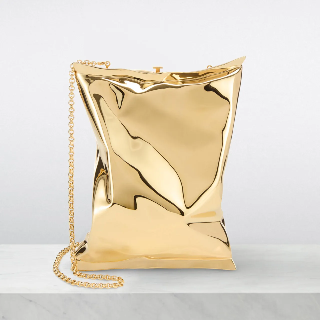 ANYA HINDMARCH Crisp Packet Clutch - Pale Gold