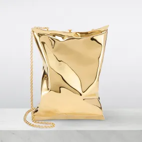 ANYA HINDMARCH Crisp Packet Clutch - Pale Gold