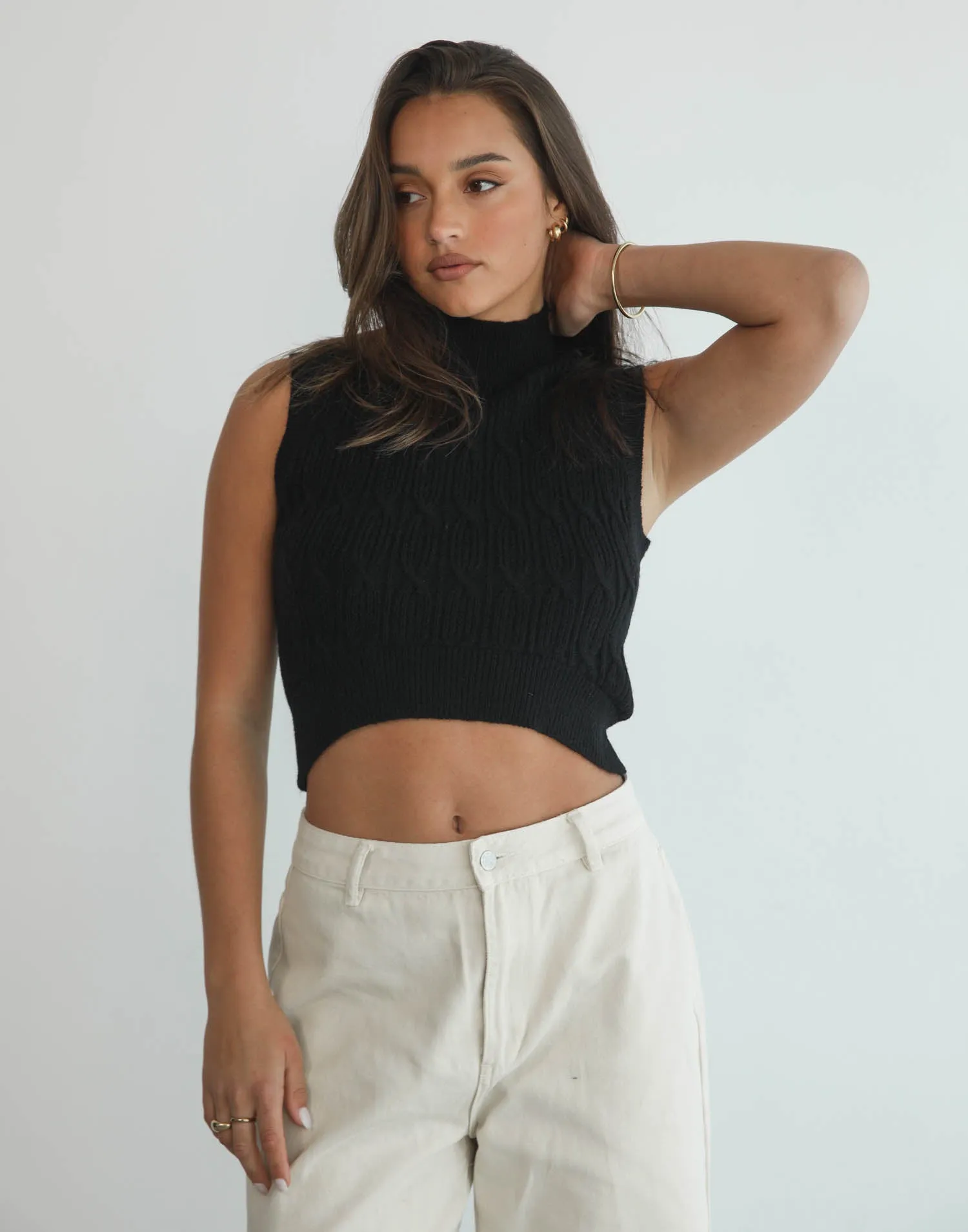 Anya Knit Crop Top (Black)