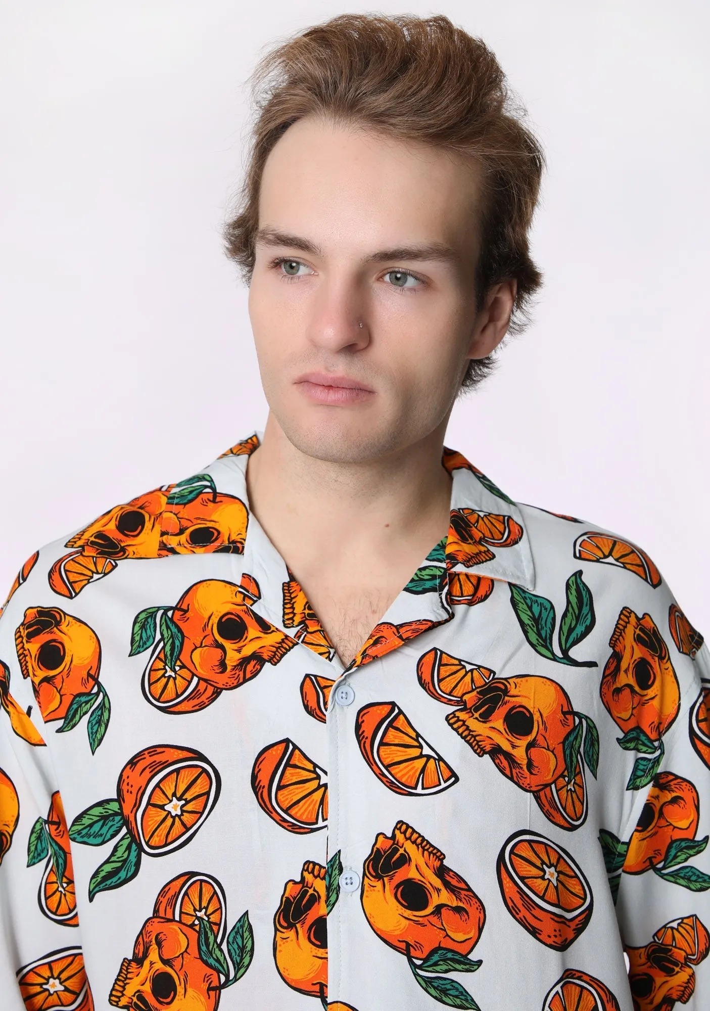 Arsenic Mens Printed Rayon Button-Up