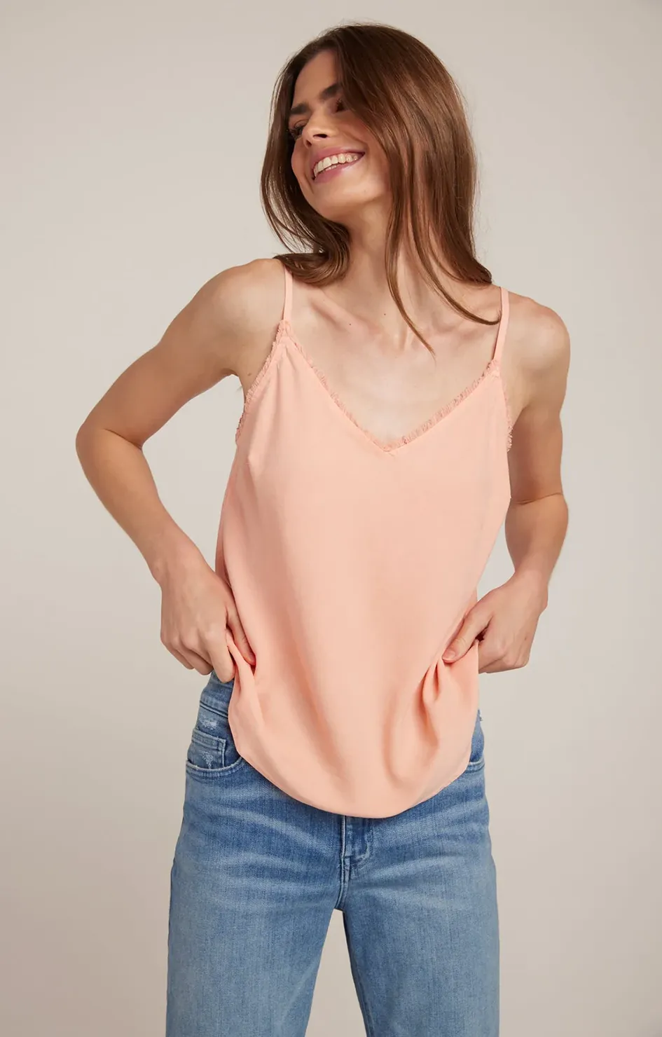 Ash Frayed Cami - Sunset Coral