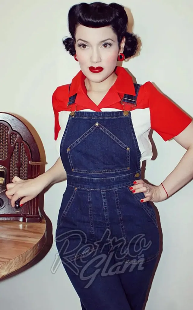 Astro Bettie Classic Overalls in Indigo in Regular Length