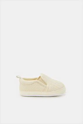 Baby Beige Slip on Pram Shoe