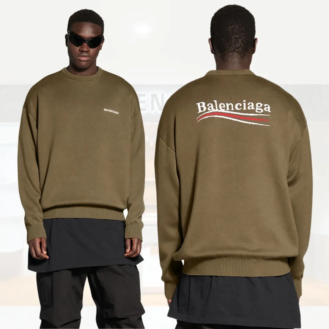 BALENCIAGA  |Crew Neck Unisex Street Style Long Sleeves Plain Cotton