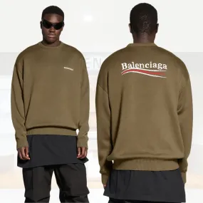 BALENCIAGA  |Crew Neck Unisex Street Style Long Sleeves Plain Cotton