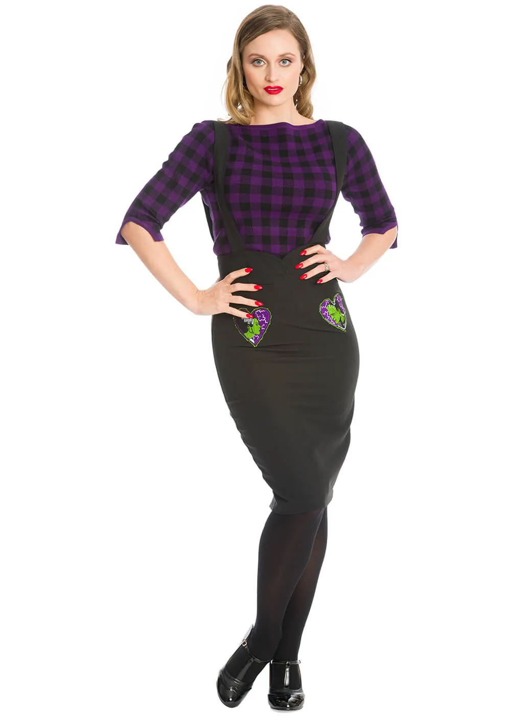 Banned Made for Each Other Frankenstein 50's Pencil Skirt In Black