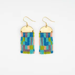 Beaded Patchwork & Brass Earrings