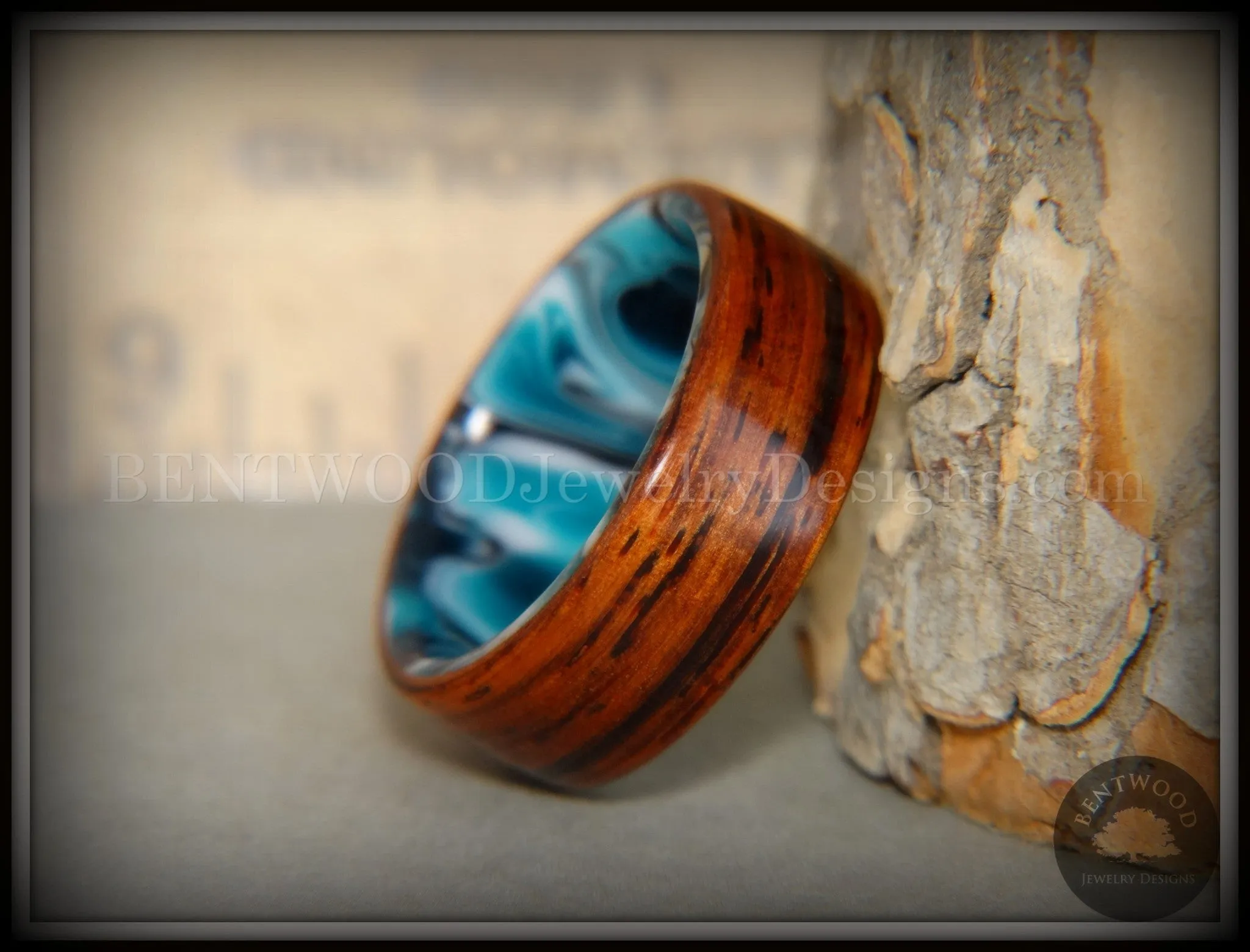 Bentwood Ring - Surf's Up Cocobolo on Acrylic Marbled Core