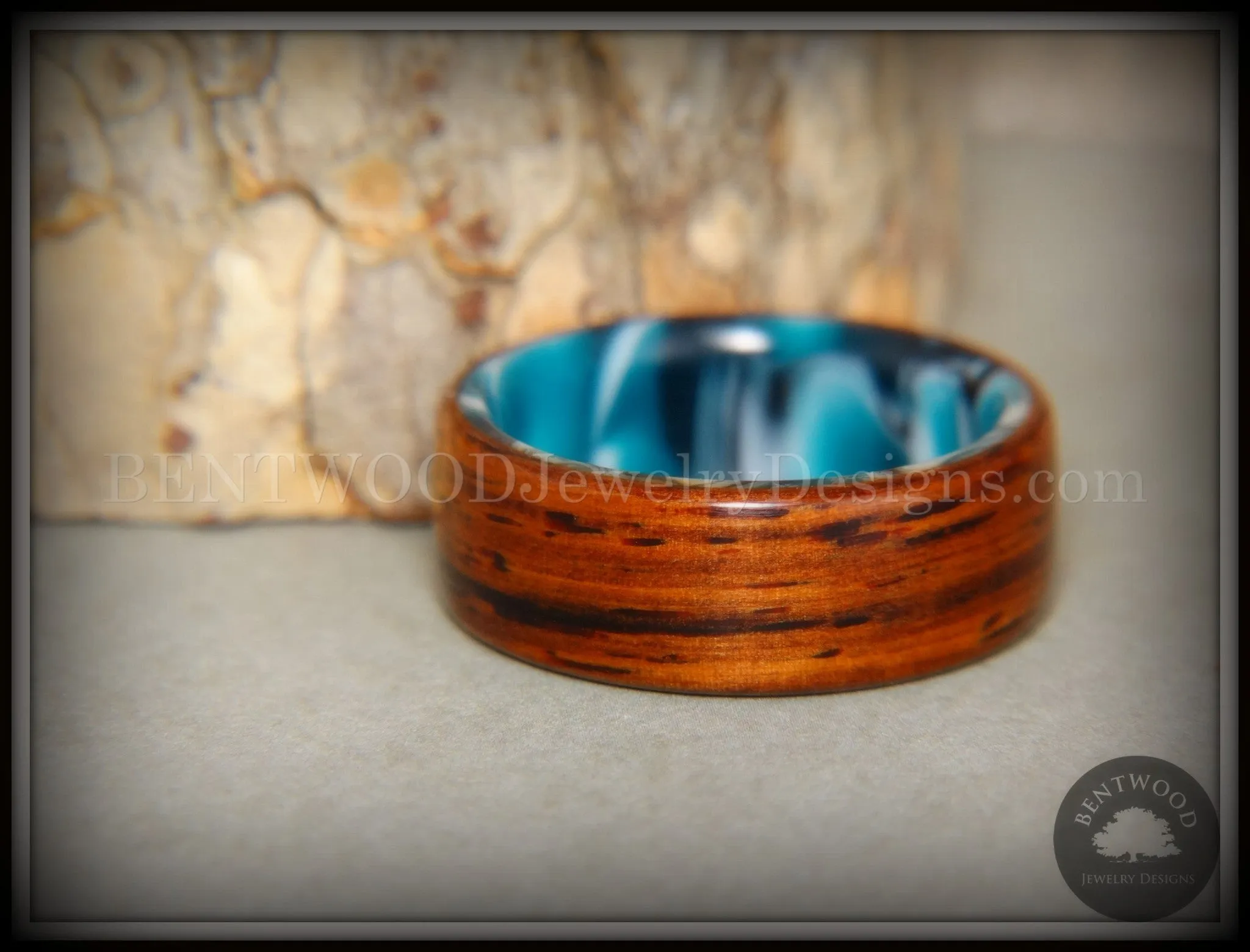 Bentwood Ring - Surf's Up Cocobolo on Acrylic Marbled Core