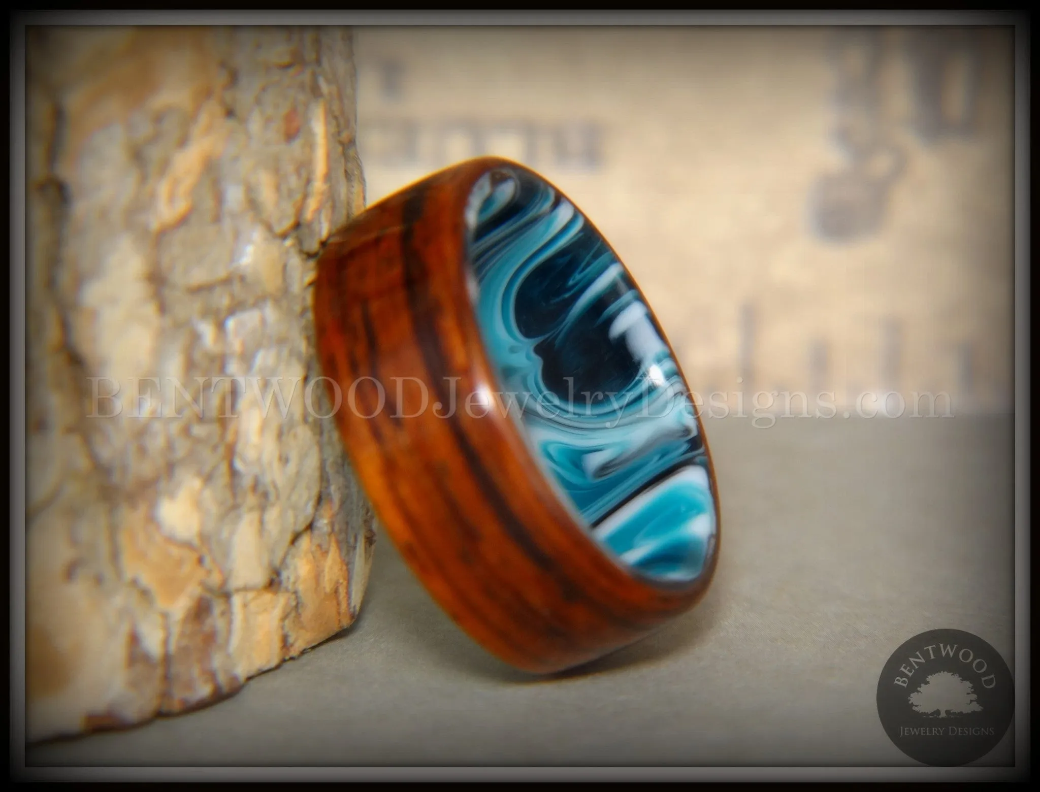 Bentwood Ring - Surf's Up Cocobolo on Acrylic Marbled Core