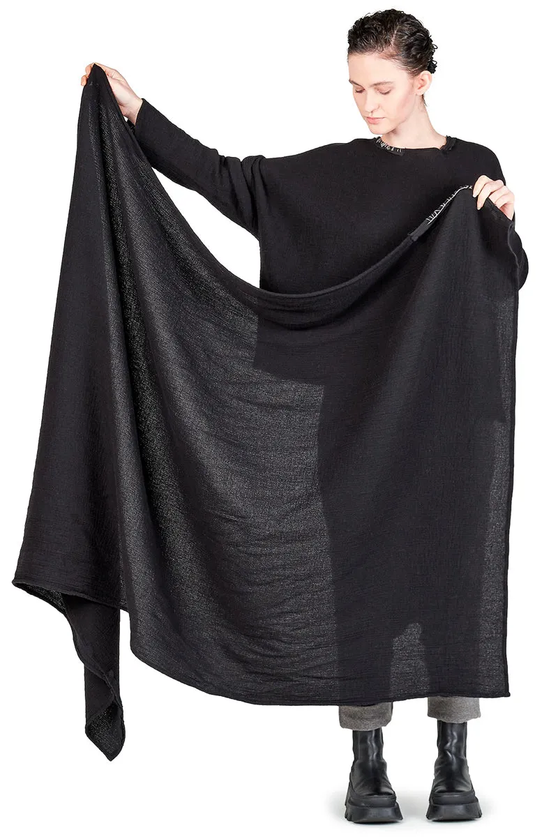 BLACK STITCHING SHAWL