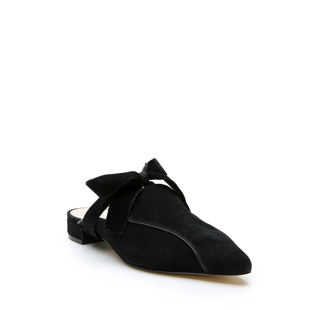 Black Suede Pointed Loafer + Marie Strap