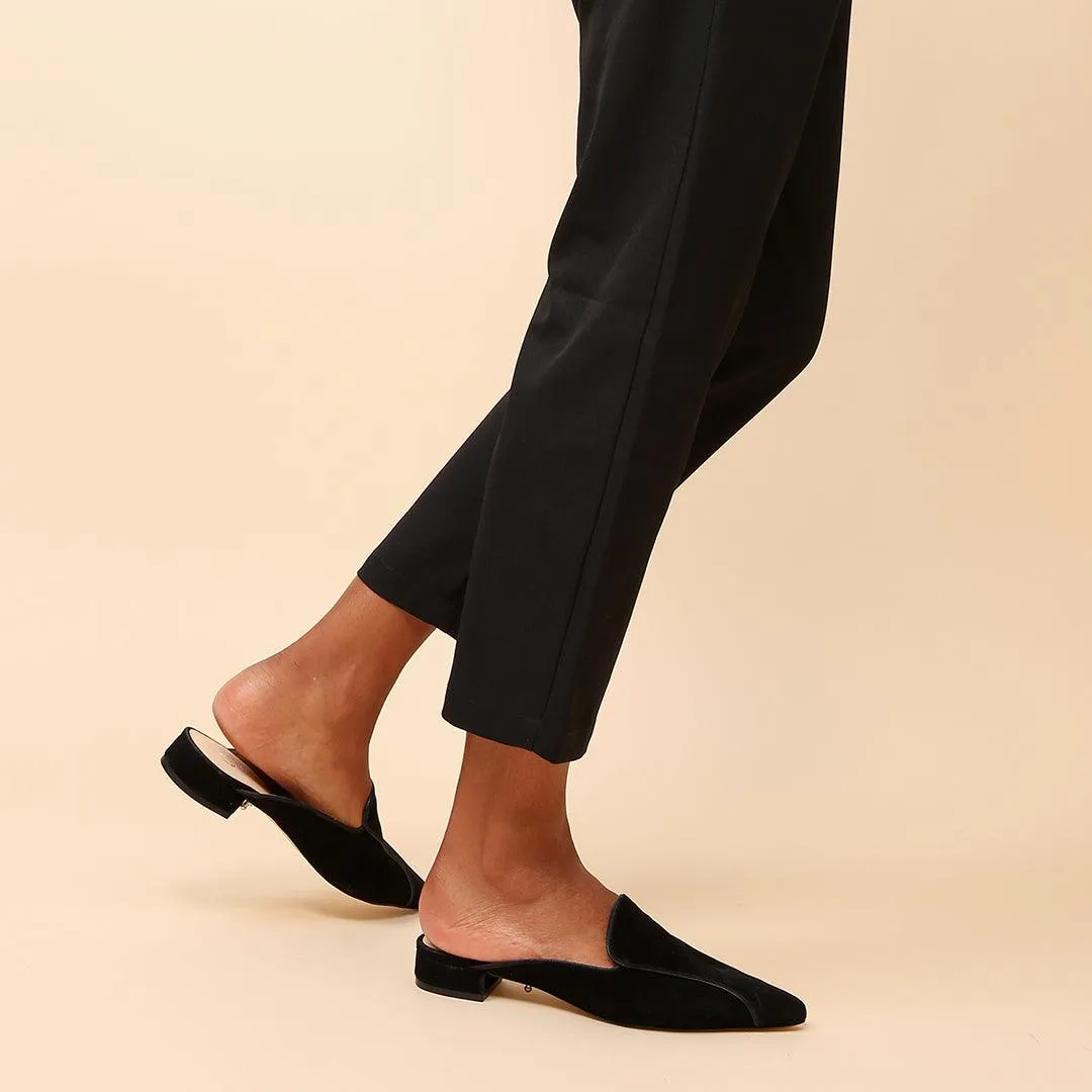 Black Suede Pointed Loafer + Marilyn Strap