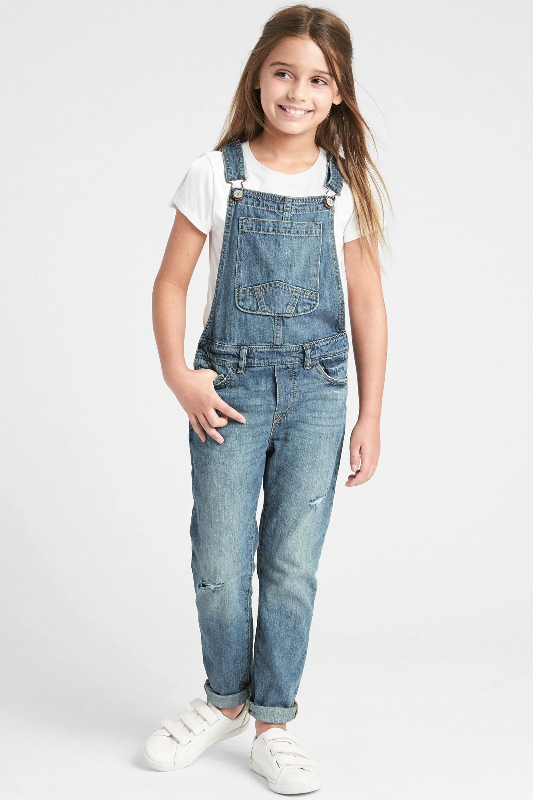 Blue Distressed Overalls