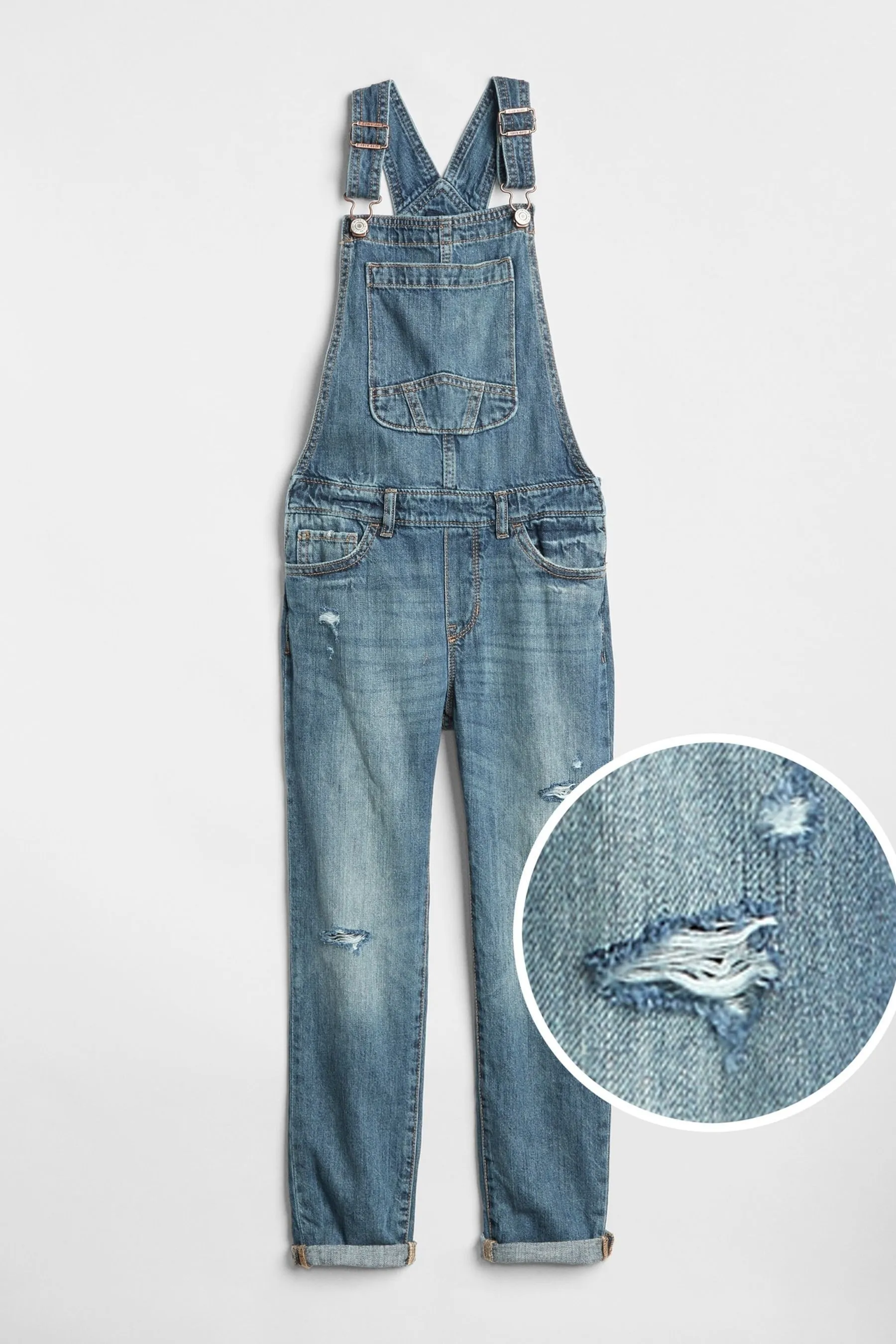 Blue Distressed Overalls