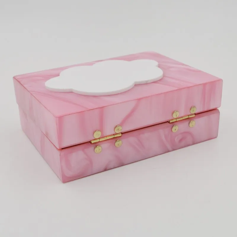 Blue Pink Today is Cloudy Cloud Acrylic Rectangular Evening Clutch Purse Jewelry Box