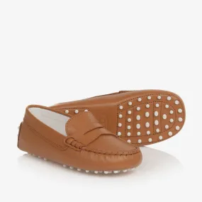 Brown Leather Moccasin Shoes