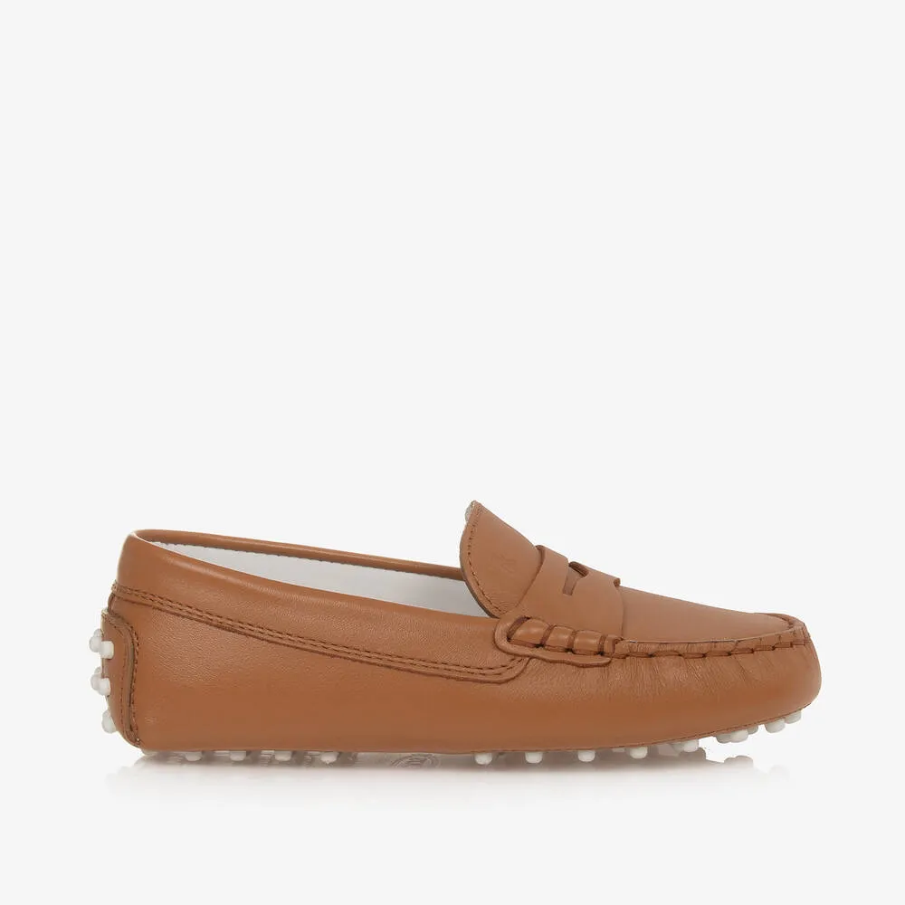 Brown Leather Moccasin Shoes