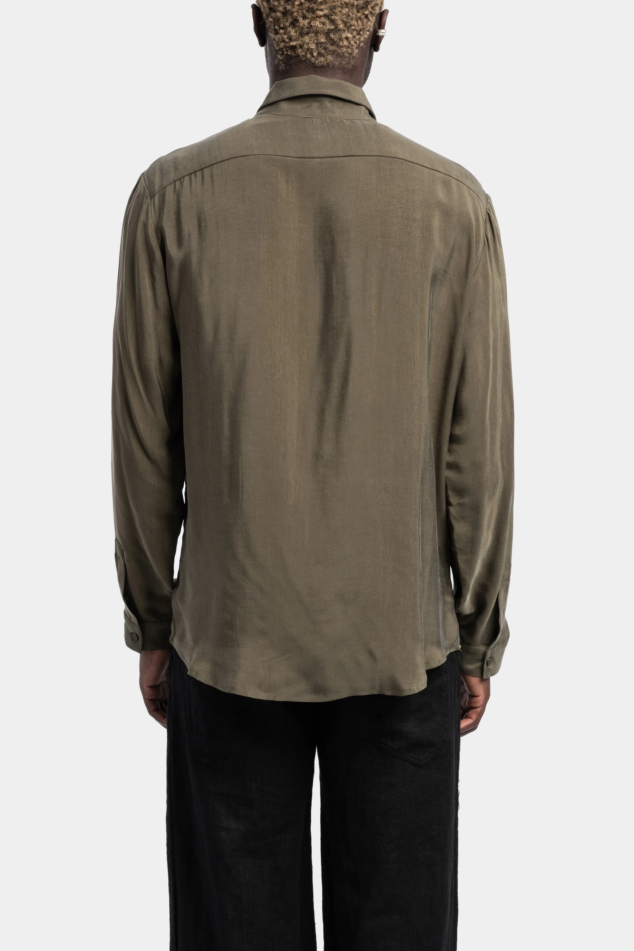 Button Up Cupro Shirt, Khaki